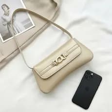 Bolsa Feminina de Ombro Ouro light Dourada Baguete Estilosa festa casamento