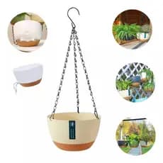 Vaso Supenso com Corrente e Prato De Pendurar Samambaias Orquídea