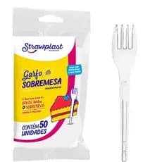Garfo de Sobremesa cristal descartável com 100 unidades colher sobremesa festa Strawplast