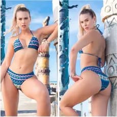 Biquíni Cortininha Estampado Mar Camboriú