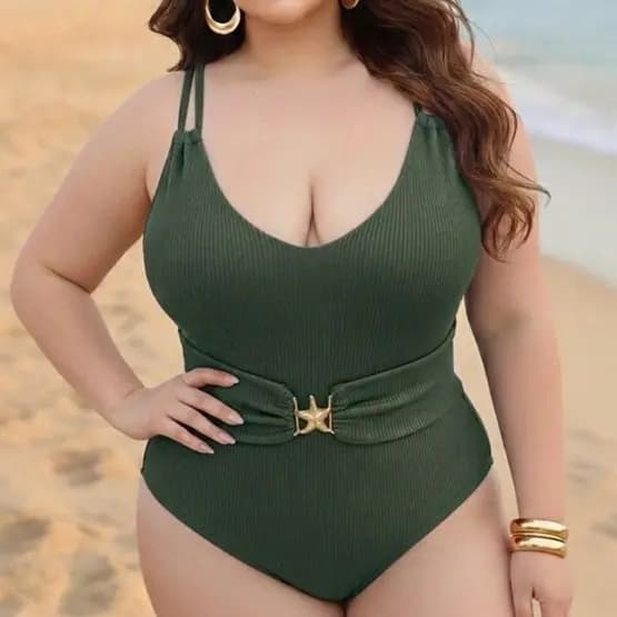Maiô Plus Size Texturizado com detalhe na cintura GG 46/50