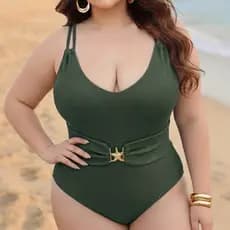 Maiô Plus Size Texturizado com detalhe na cintura GG 46/50
