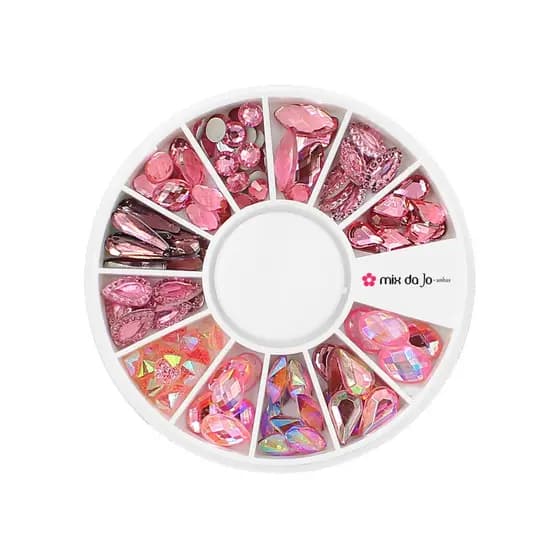 Disco Pedrarias Centrais Rosa Decoração Unhas Art Nail Manicure 3d