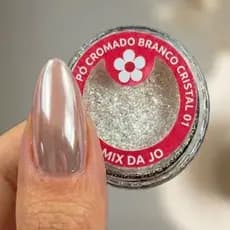 Pó cromado Branco Cristal 01 Mix da Jo espelhado transparente translúcido