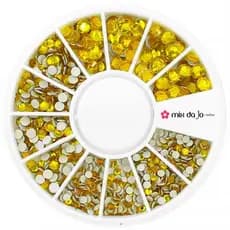 DISCO DE STRASS AMARELO 2, 3 E 4MM DECORAÇÃO DE UNHAS