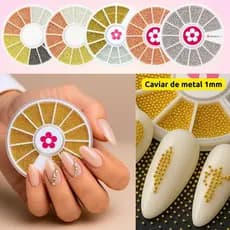 Caviar de metal para unhas Dourado prateado Rosé decoração 3d manicure art nail