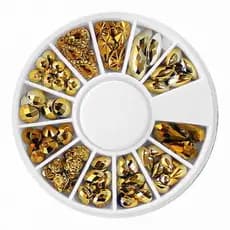 Disco De Pedrarias Centrais - #01 Dourado Para Decoração De Unhas