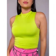 Blusa Cropped Gola Média sem manga