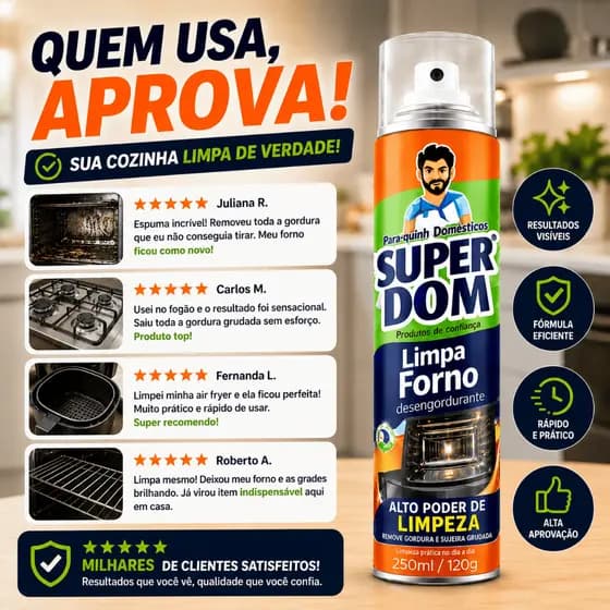 Desengordurante  Spray Limpa Forno Alto Poder Limpeza Gordura Queimada Fácil Aplicação