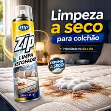 Limpa Estofado Sofá Colchão Banco Carro Zip Clean Espuma Seca Spray 300ml Remove Manchas Odor