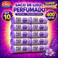 Saco Lixo Perfumado Lavanda Kit 10 Rolos 10 Litros Banheiro Pia Neutraliza Odores