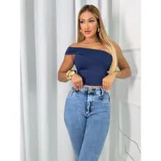 Cropped Feminino Suplex Duplo – Modelo Manu com Alça Lateral Moda Feminina