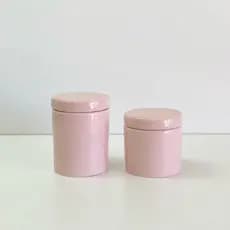 Potes cerâmica kit higiene cotonete e algodão rosa seco