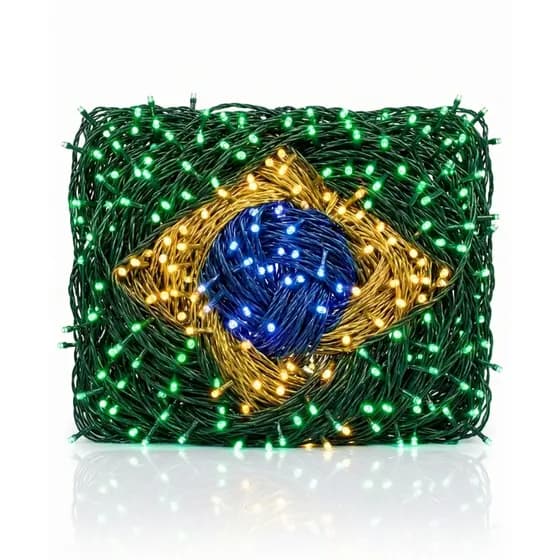 Cordão Luz LED 30m Pisca-Pisca Fixo IP65 À Prova D'água Kit Premium Copa Do Brasil Verde Azul Branco Quente Decoração Ja