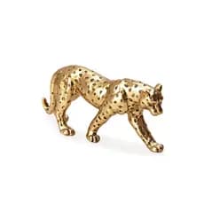 Escultura Decorativa Adorno Enfeite Sala Leopardo Poliresina Animal Pantera Dourada Luxo Mart