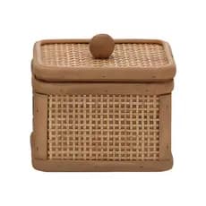 Caixa Decorativa Organizadora Em Rattan Boho Chic Com Tampa