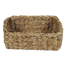 Cesto Organizador Decorativo Em Fibra Natural Seagrass Multiuso Retangular Trançado