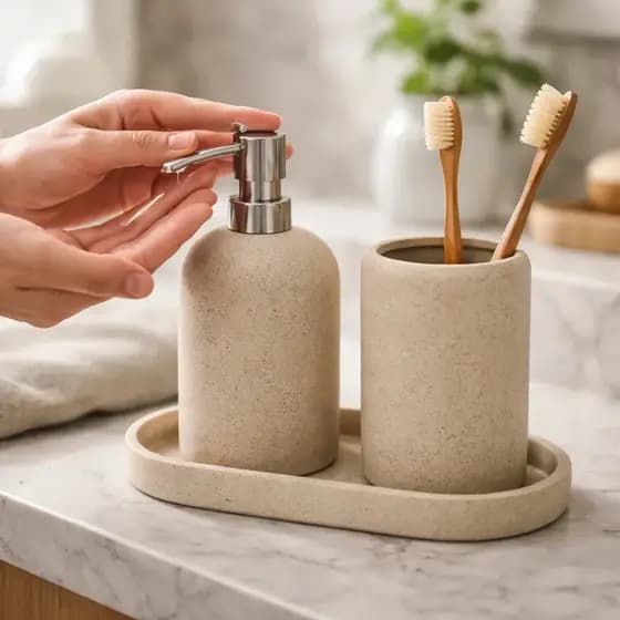 Kit Decorativo Multiuso Em Cerâmica Para Banheiro