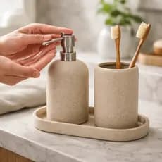 Kit Decorativo Multiuso Em Cerâmica Para Banheiro