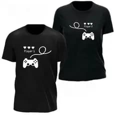 Kit 2 Camisetas Casal Namorados Player 100% Algodão