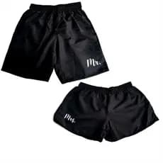 Kit 2 Shorts Casal Mr. e Mrs. Conjunto Tactel Moda Praia