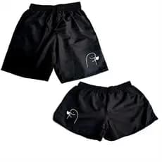 Kit 2 Shorts Casal Meme Coração Conjunto Tactel Moda Praia