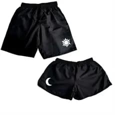 Kit 2 Shorts Casal Opostos Sol Lua Tactel Moda Praia