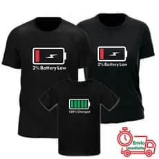 Kit Familia 3 Camisetas Bateria Acabando 100% Algodão