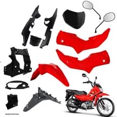 Conjunto Completo da Pop 110i 2016 a 2024 Kit Carenagem Paralama Tampa Rabeta Farol Com 9 Peças