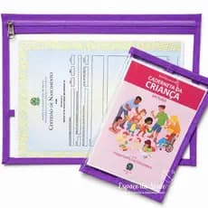 Pasta para certidão de nascimento A4 de zíper + Capa para caderneta de vacinação o kit