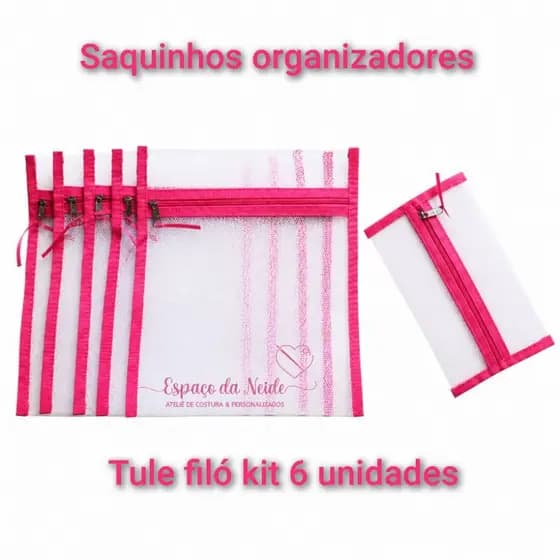 Saquinhos Tule filó kit com 6 unidades maternidade