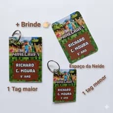 Tag escolar chaveiro personalizado kit