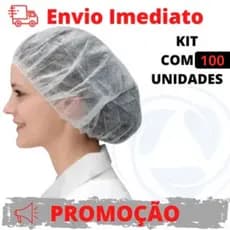 Touca Descartável TNT Sanfonada - 100 Un - Touca Branca Descartavel Tnt Estética Odonto Cozinha