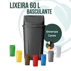 Cesto 60 Litros com Tampa Vai e Vem - Diversas Cores - 60L LIXEIRA BASCULANTE 50L
