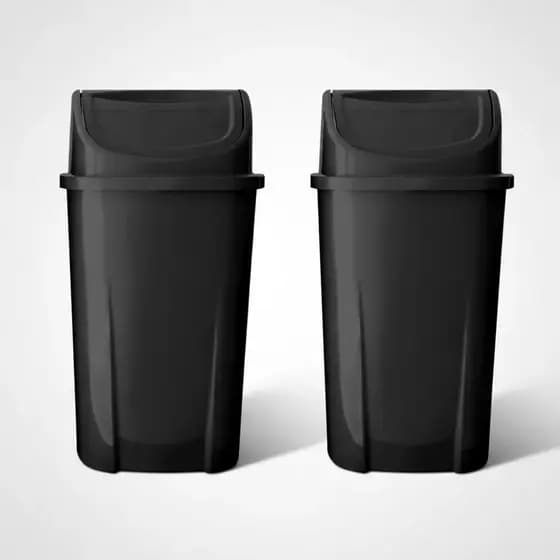 Conjunto 2 Lixeiras 60 Litros ou Lixeira 60 L Individual  Reciclável  Preto - 60l Profissional Industria Condominio