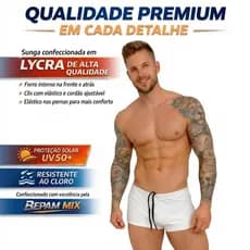 Sunga Boxer Masculina Lycra Premium UV50+ Alta Qualidade Resistente ao Cloro Conforto Máximo