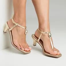 Sandália Feminina Salto Fino Basica com Enfeite Tendencia Confortável moda Blogueira