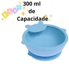 Tigela Azul Bowl De Silicone Infantil Com Ventosa 300ml Menino Bebê Pote