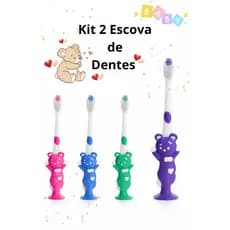 Kit 2 Escovas De Dentes 3D Ursinho Macia Infantil Criança Menino Menina