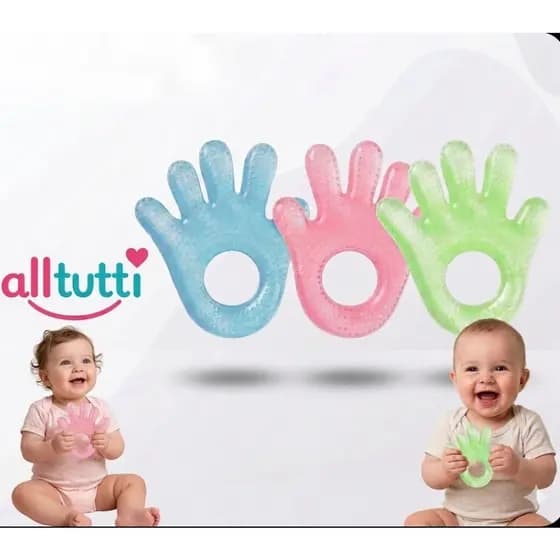 Mordedor Soft Baby de Bebê Mãozinha com Água Gel Massageador Gengivas Alivia Dor Macio Livre BPA