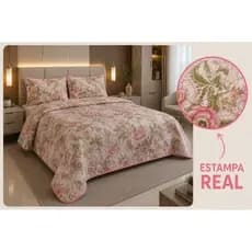 COBRE LEITO EDRENDO ESTAMPADO QUEEN DUPLA FACE COM VIEZ