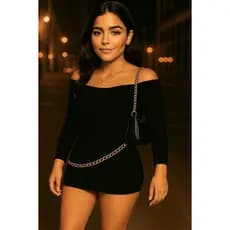 Bolsa Crossbody Feminina Metalizada com Corrente Dupla de Lado e Ombro Transversal Blogueirinha
