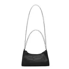 Bolsa Feminina Transversal Crossbody Elegante Corrente Dupla Ombro Mão Noir Fashion Media Pequena