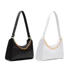 Kit 2 Bolsas Femininas Baguetes Lisas Pequenas Correntes de Ombro e de Mão