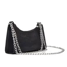 Bolsa Feminina Elegante Transversal Crossbody Corrente Dupla Ombro Mão Noir Fashion Media Pequena