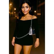 Bolsa Crossbody Feminina Metalizada Corrente Dupla de Lado e Ombro Transversal Blogueirinha