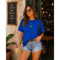 Camisa Brasil Feminina T-Shirt Copa do Mundo Camiseta Brasil Feminina Estampada Basica