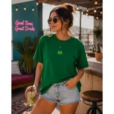 Blusa Feminina Brasil Camiseta Camisa T-Shirt Copa do Mundo Estampada Básica