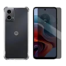 Capa Capinha Anti Impacto + Película Privacidade Vidro 3D Para Motorola Moto G34