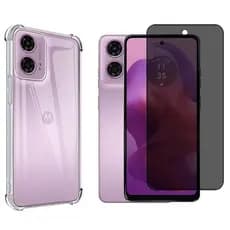 Capa Capinha case Anti Impacto + Película de Privacidade Vidro 3D Para Motorola G24
